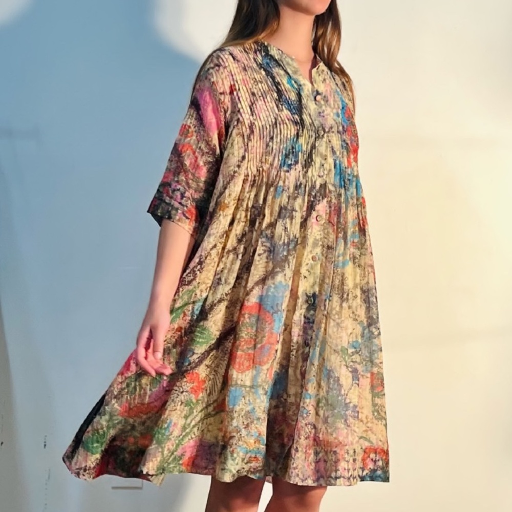 Yavi Button Down Dress With Slip